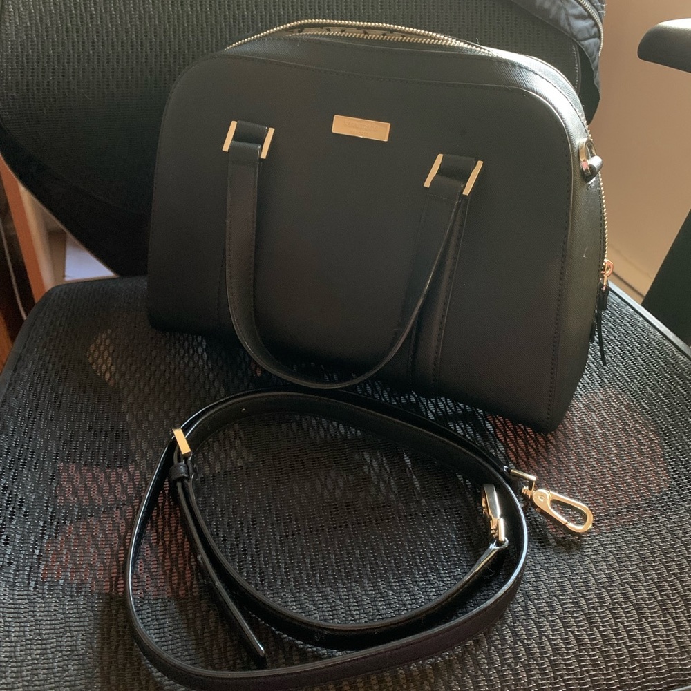 Small/Medium sized black Kate Spade Handbag with detachable cross body strap
